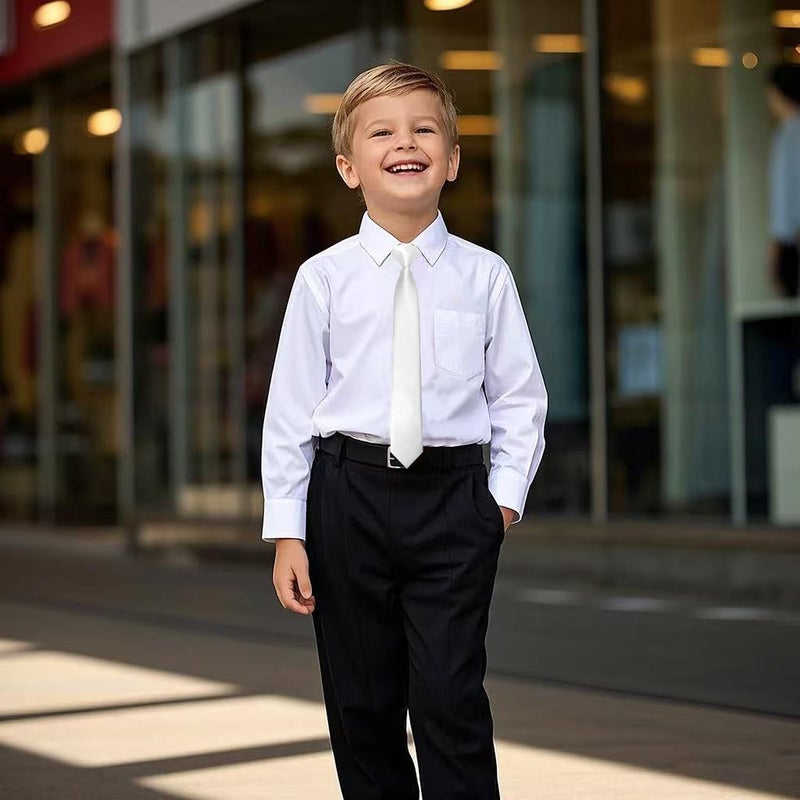 RBOCOTT Solid Color Satin Ties for Boys and Kids Pre-tied Adjustable Necktie for Age 8-12 Wedding and School Graduation - Image 3